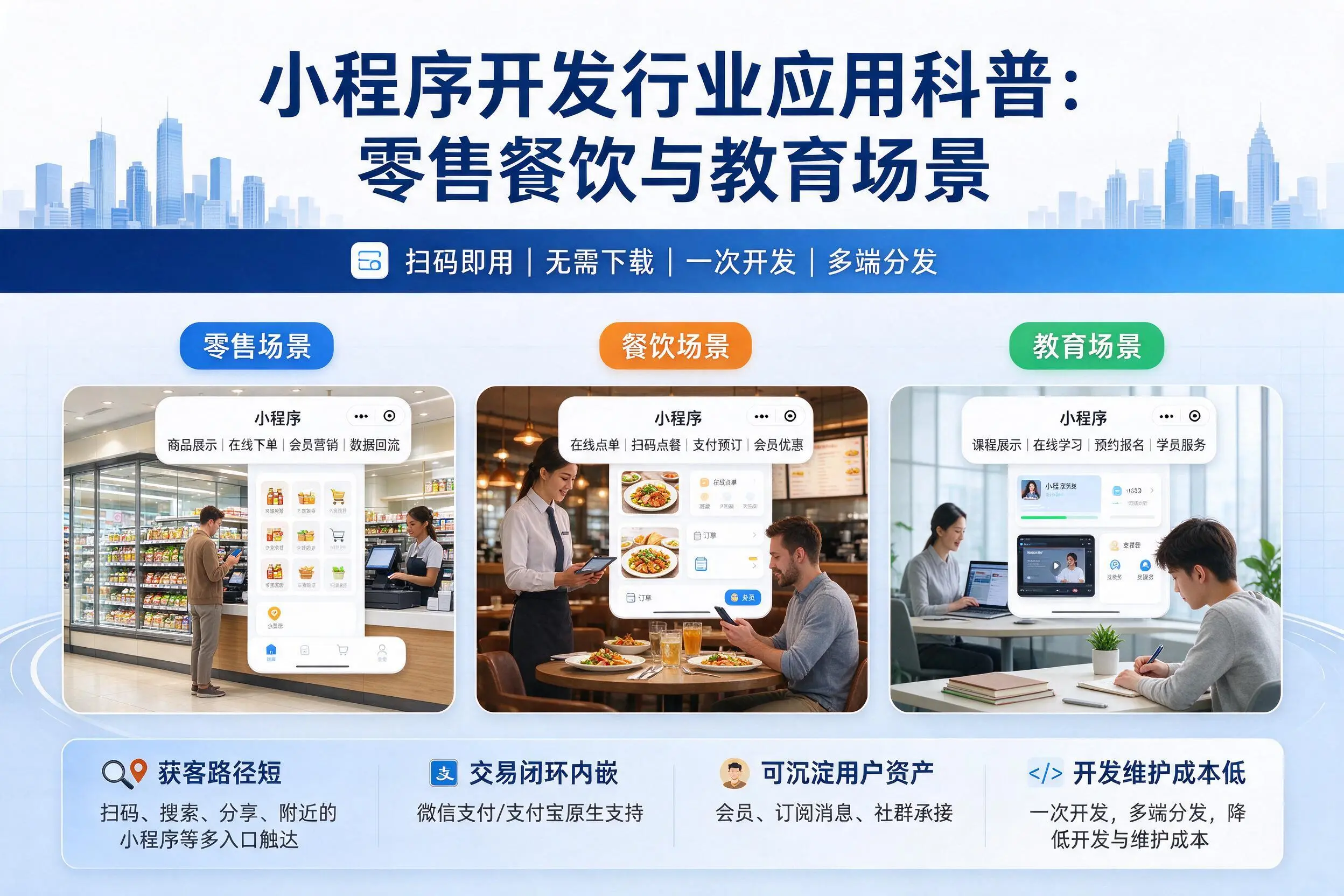 张家界小程序开发行业应用科普:零售餐饮与教育场景