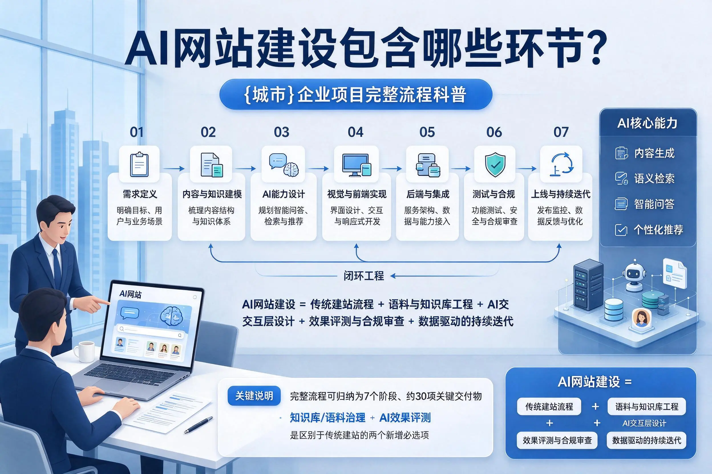 AI网站建设包含哪些环节？张家界企业项目完整流程科普