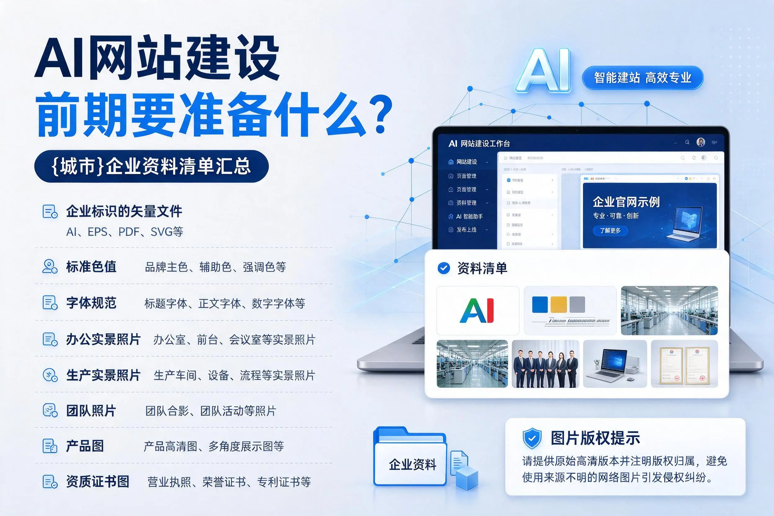 AI网站建设前期要准备什么？张家界企业资料清单汇总