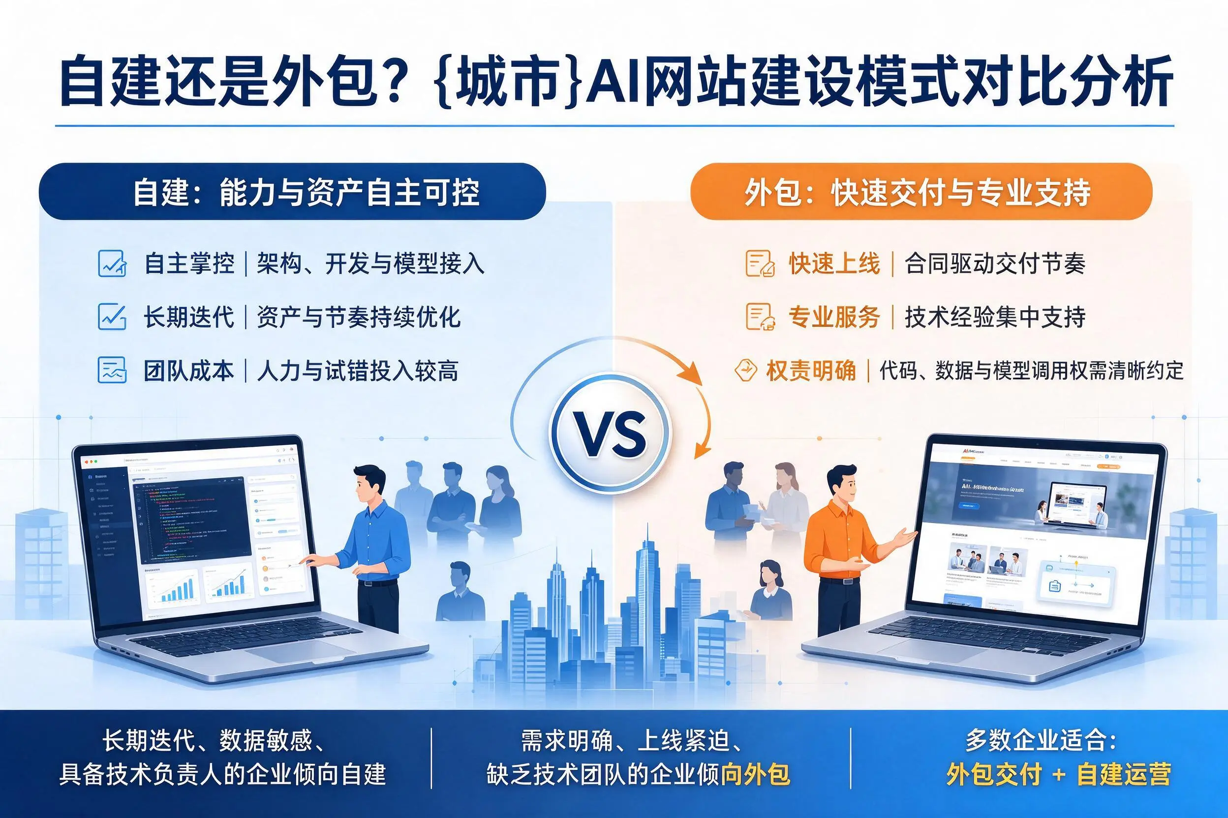 自建还是外包?张家界AI网站建设模式对比分析