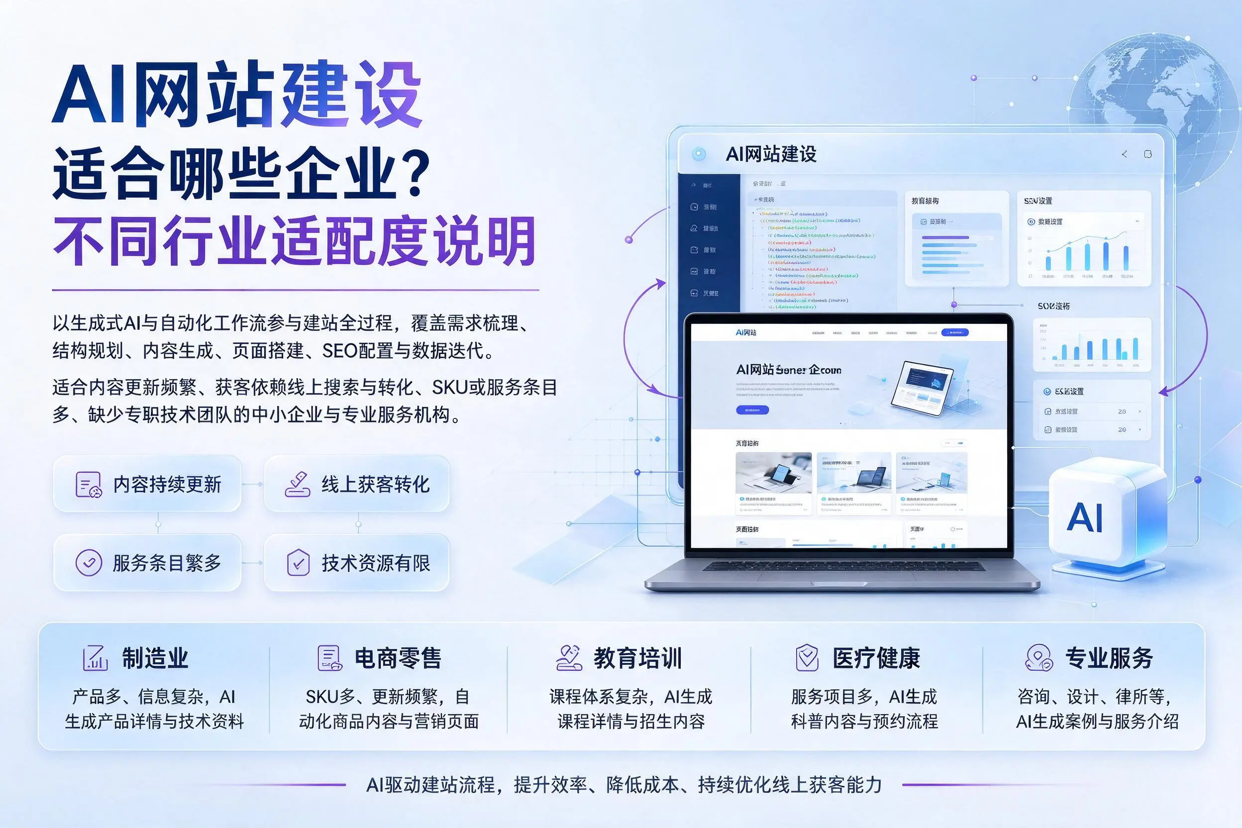 AI网站建设适合哪些企业?张家界不同行业适配度说明